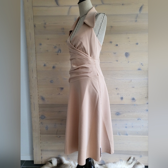 ASOS Asymmetrical Collar Halter Midi Dress, Marilyn Monroe styled size US 8 NWT - Picture 2 of 7